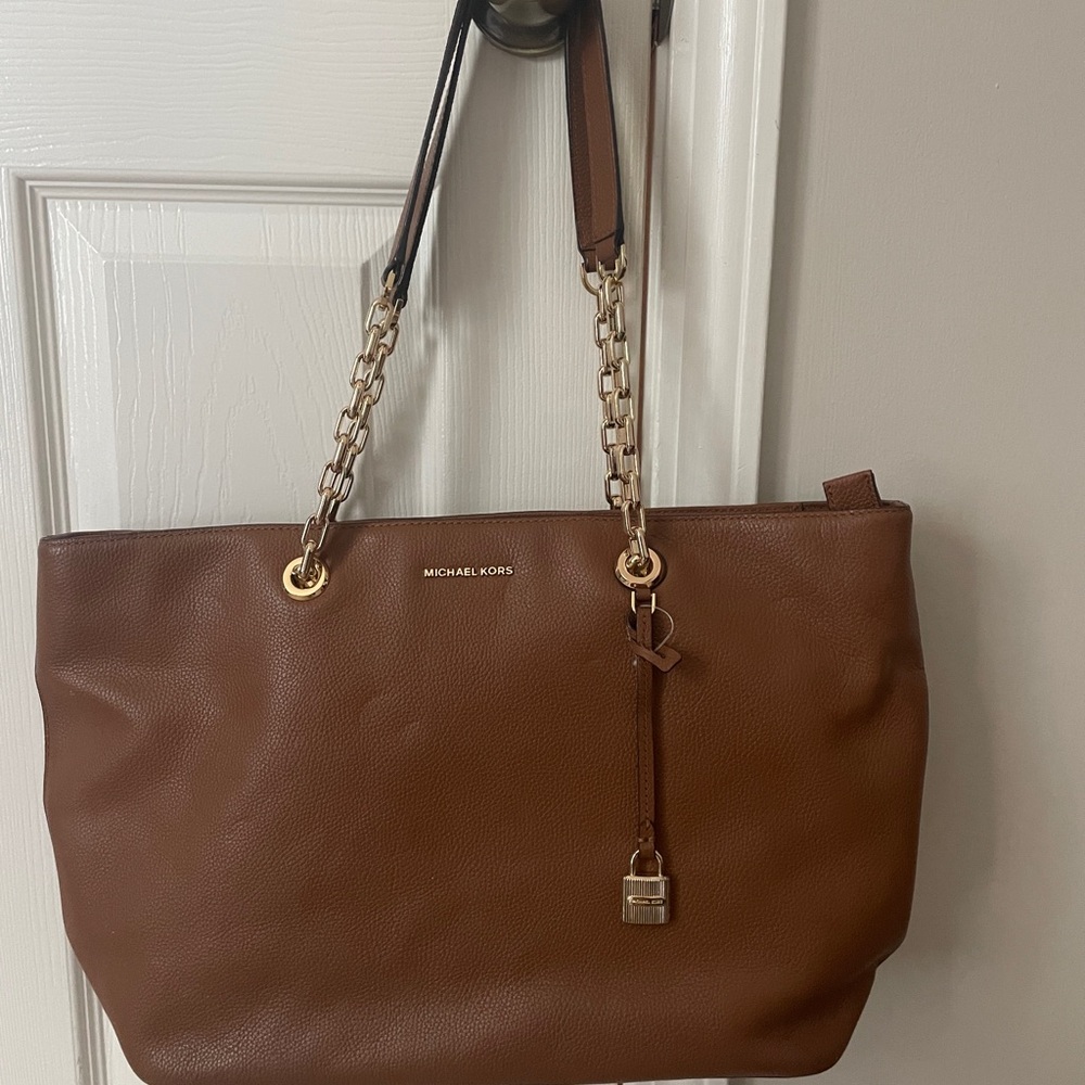 Michael Kors Brown Leather Tote with Gold Hardware NWT
